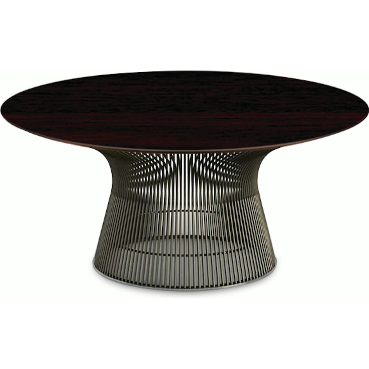 Platner Bronze 36&quot; Coffee Table Coffee Tables Knoll Veneer Reff Dark Cherry Top 