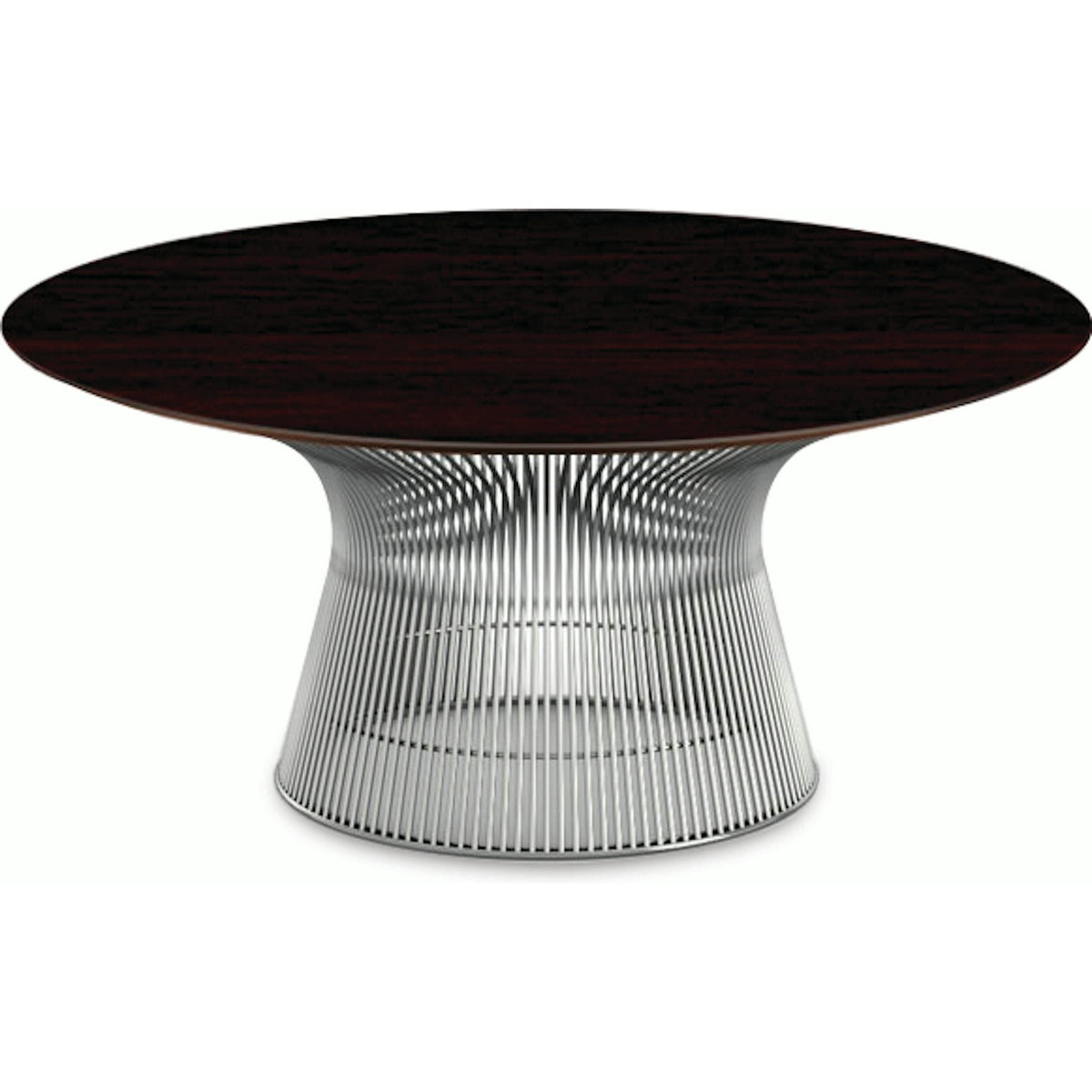 Platner Nickel 36&quot; Coffee Table Coffee Tables Knoll Veneer Reff Dark Cherry Top 