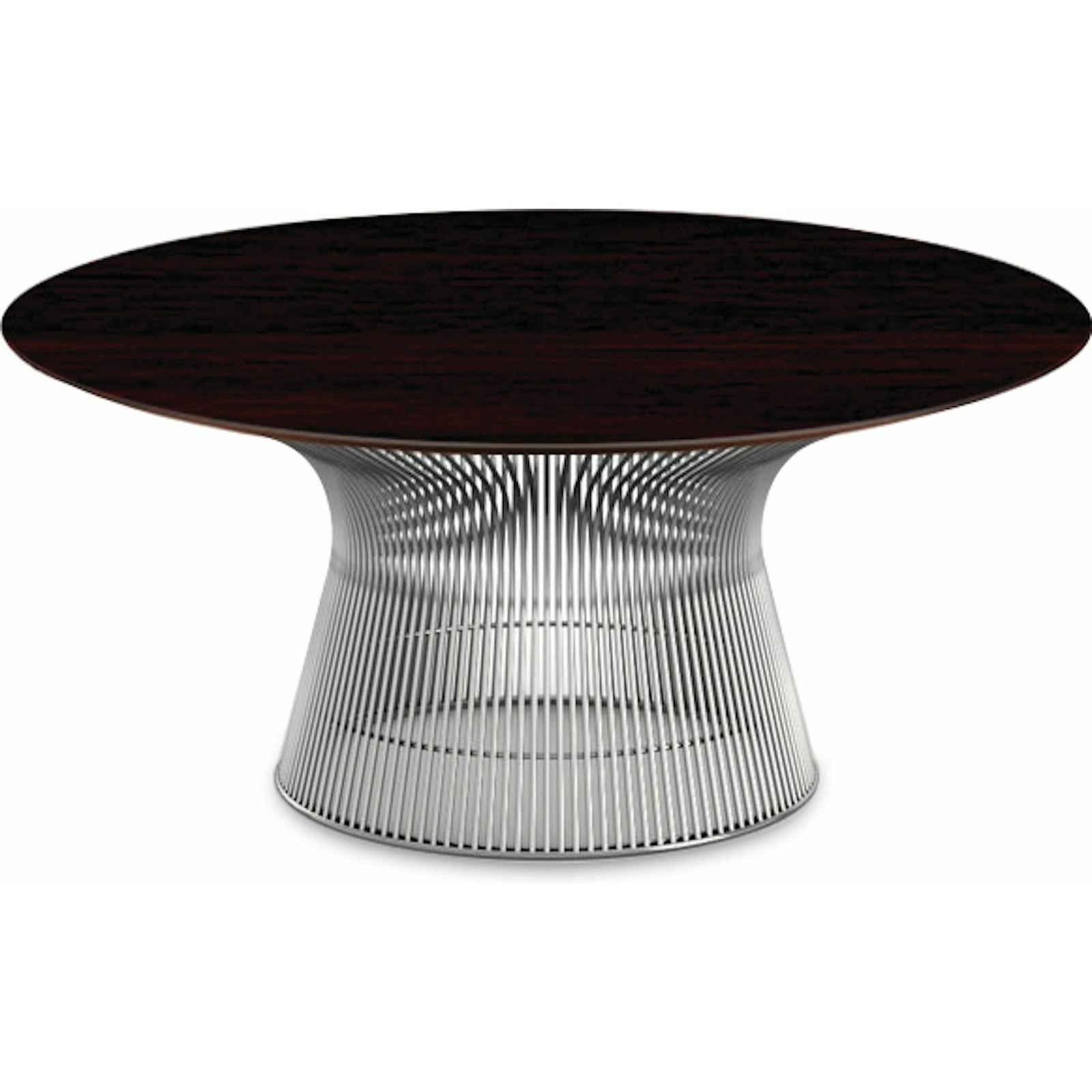 Platner Nickel 36" Coffee Table Coffee Tables Knoll Veneer Reff Dark Cherry Top 