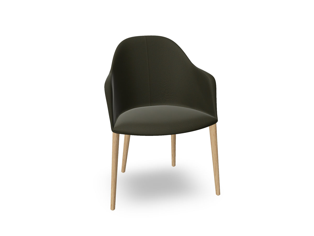 Cila Fully Upholstered Armchair with Timber Oak Four-leg Base