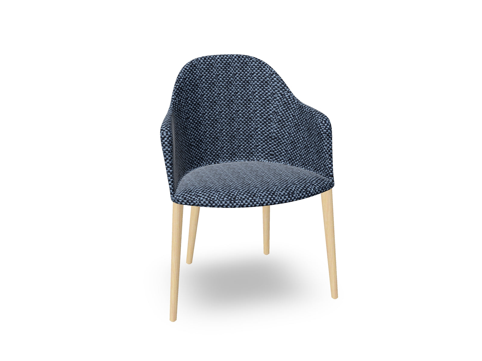 Cila Fully Upholstered Armchair with Timber Oak Four-leg Base
