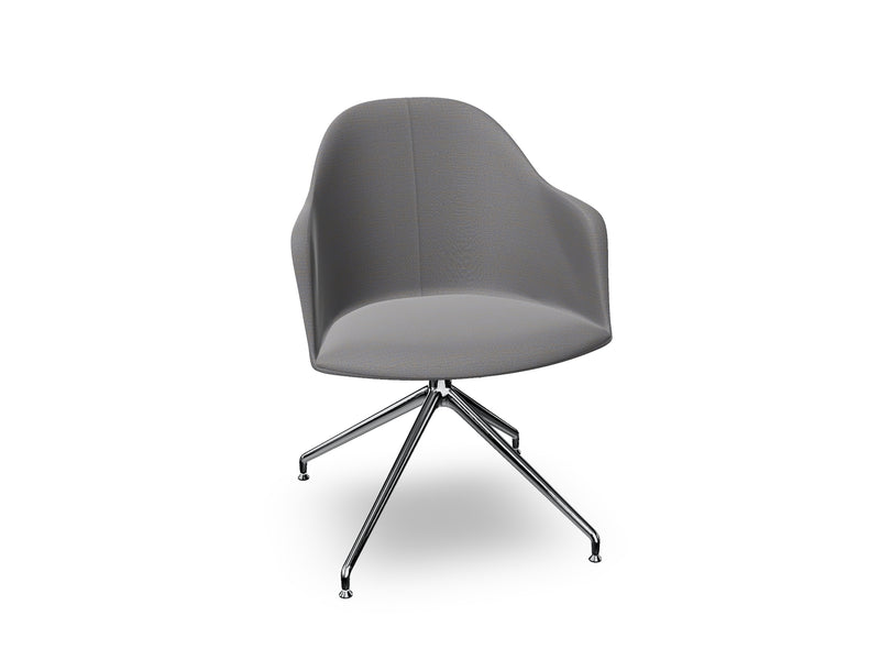 Cila Fully Upholstered Armchair With Swivel Trestle Base