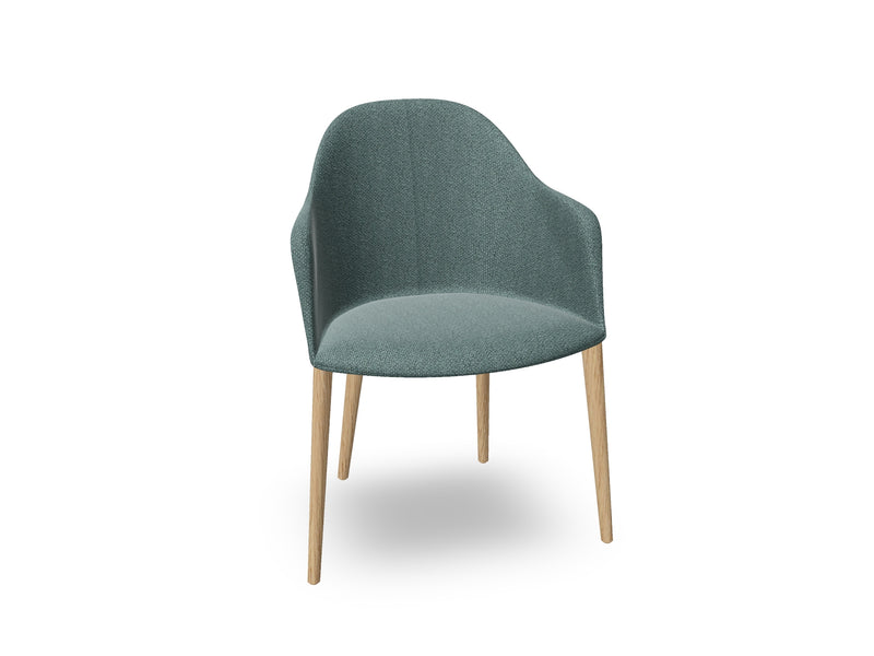 Cila Fully Upholstered Armchair with Timber Oak Four-leg Base