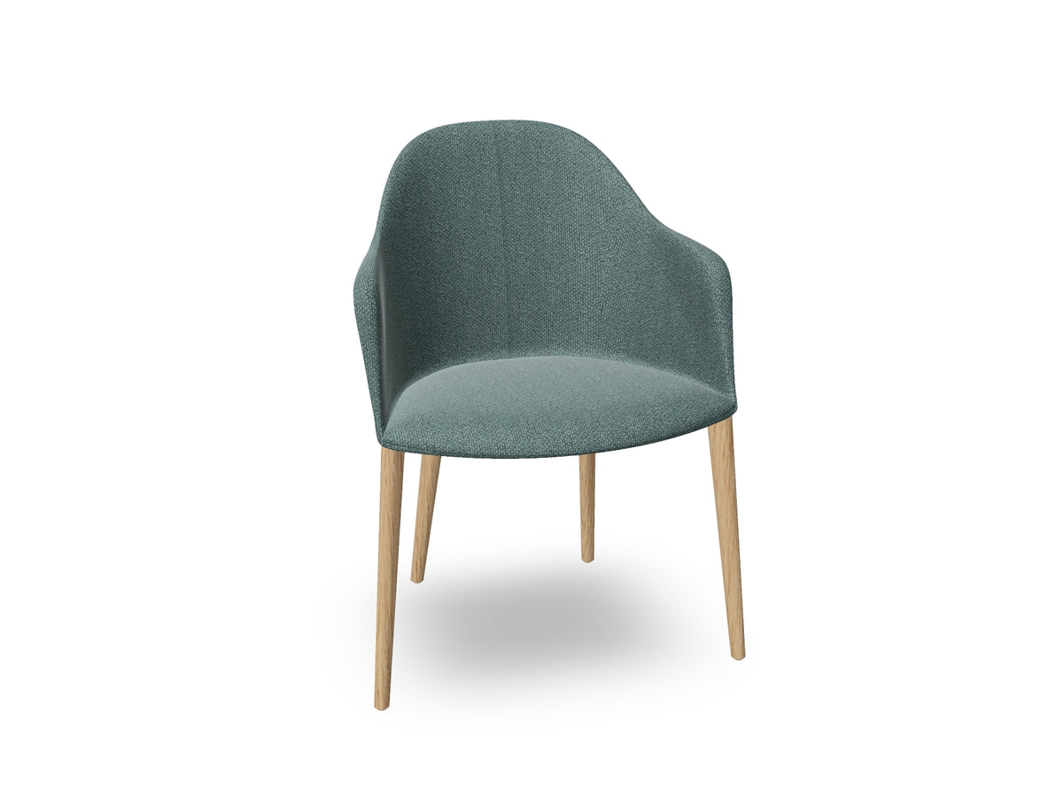 Cila Fully Upholstered Armchair with Timber Oak Four-leg Base