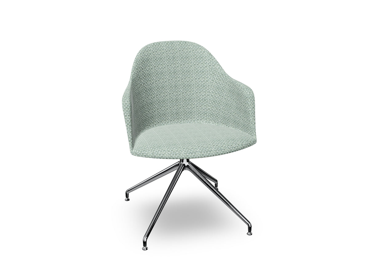 Cila Fully Upholstered Armchair With Swivel Trestle Base