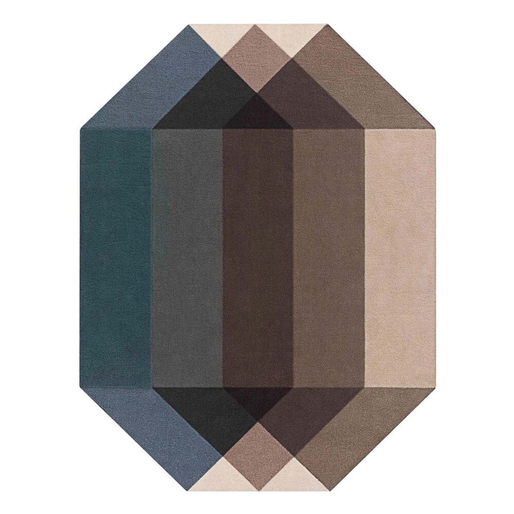 Diamond Rug Hand Tufted Rug Gan 5’7" x 7’3" Blue-Brown 