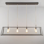 Diner Linear Pendant suspension lamps Original BTC Medium Weathered Brass Clear Glass 