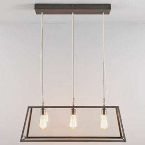 Diner Linear Pendant suspension lamps Original BTC Small Weathered Brass Clear Glass 