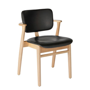 Domus Chair lounge chair Artek Natural Lacquered Birch Frame Finish / Black Leather Prestige Seat & Back 
