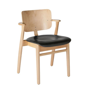 Domus Chair lounge chair Artek Natural Lacquered Birch Frame Finish / Black Leather Prestige Seat 