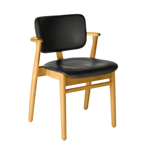 Domus Chair lounge chair Artek Honey Stained Birch Frame Finish / Black Leather Prestige Seat & Back 