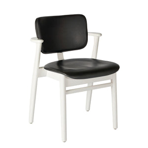 Domus Chair lounge chair Artek White Stained Birch Frame Finish / Black Leather Prestige Seat & Back 