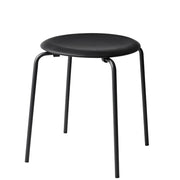 Dot Stool Stools Fritz Hansen Intense Black leather & Black Powdercoated base 