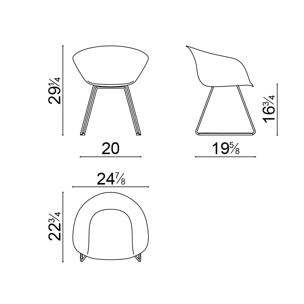 Duna 02 Sled Base Chair With Front Upholstery Chairs Arper 