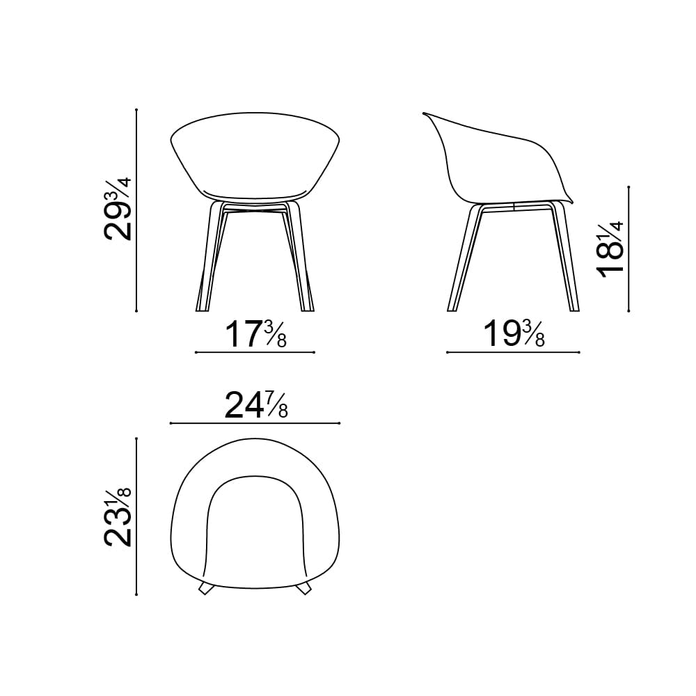 Duna 02 Wood Leg Chair With Front Upholstery Chairs Arper 