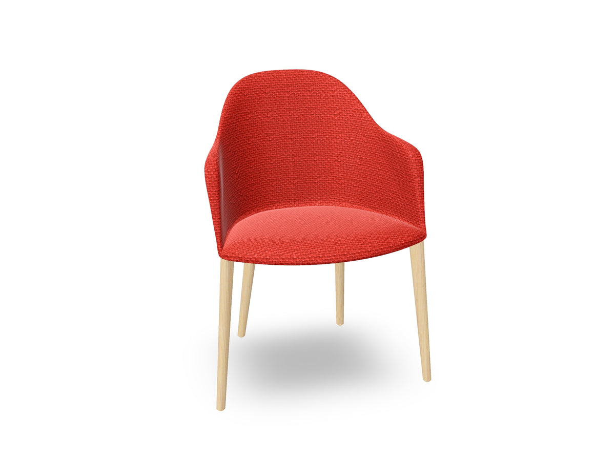 Cila Fully Upholstered Armchair with Timber Oak Four-leg Base