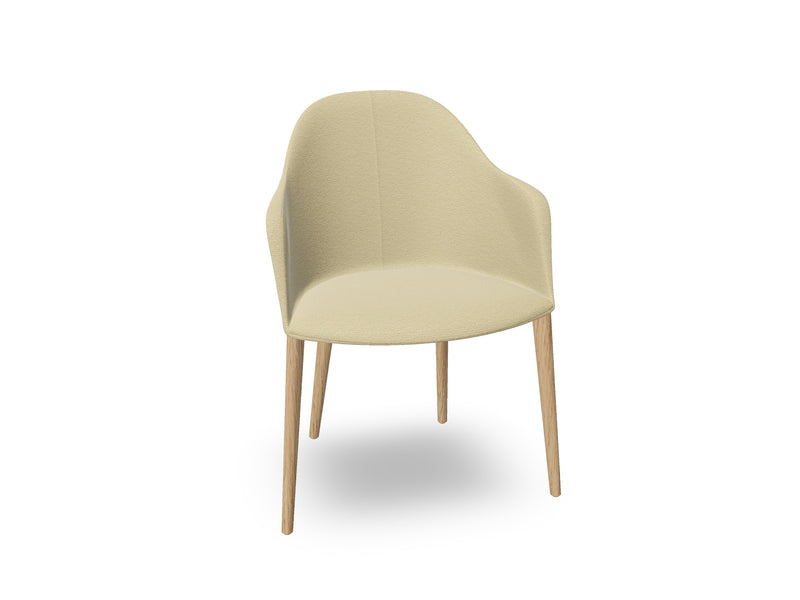 Cila Fully Upholstered Armchair with Timber Oak Four-leg Base