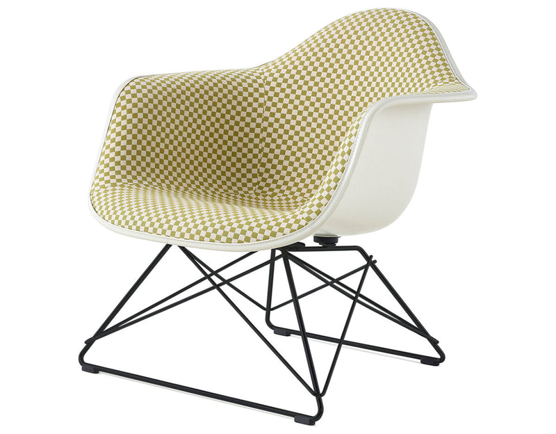 Eames Upholstered Armchair with Low Wire Base by Herman Miller