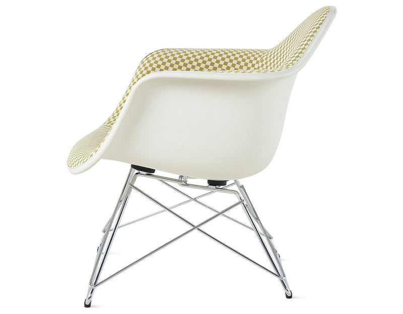 Eames Upholstered Armchair with Low Wire Base by Herman Miller