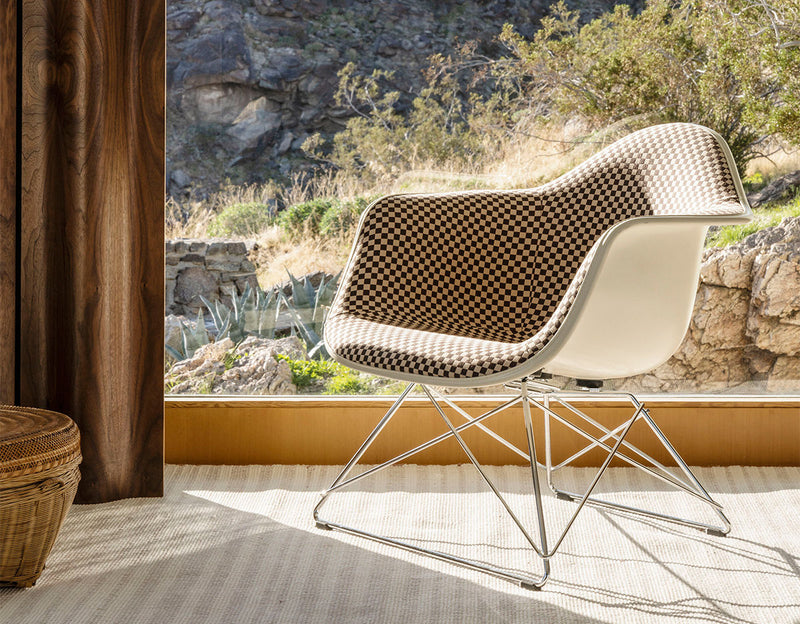 Eames Upholstered Armchair with Low Wire Base by Herman Miller