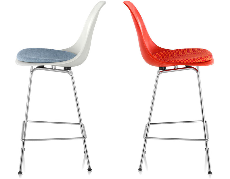 Eames Molded Fiberglass Stool with Seat Pad by Herman Miller