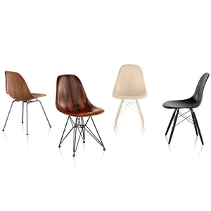 Eames Molded Wire Base Wood Side Chair with Seat Pad