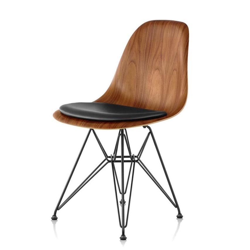 Eames Molded Wire Base Wood Side Chair with Seat Pad Side/Dining herman miller 