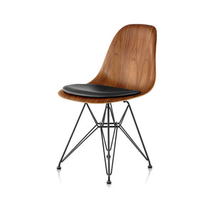 Eames Molded Wire Base Wood Side Chair with Seat Pad