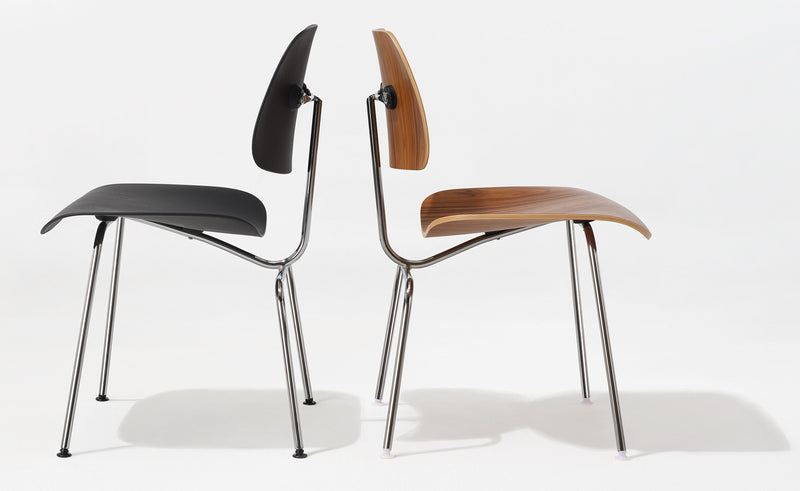 Eames Upholstered Molded Plastic Dining Chair Metal Base DCM EC-127 by Herman Miller