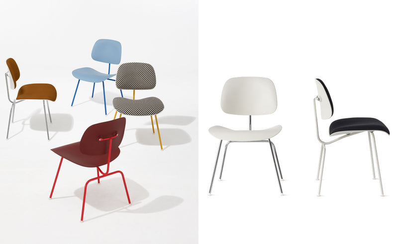 Eames Upholstered Molded Plastic Dining Chair Metal Base DCM EC-127 by Herman Miller