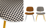 Eames Upholstered Molded Plastic Dining Chair Metal Base DCM EC-127 by Herman Miller