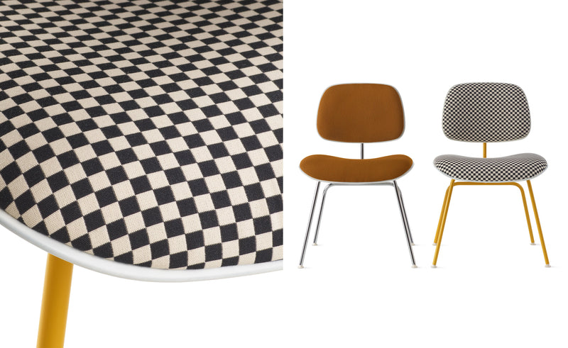 Eames Upholstered Molded Plastic Dining Chair Metal Base DCM EC-127 by Herman Miller