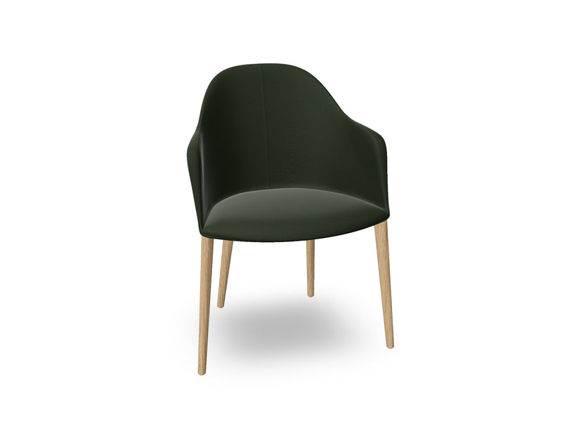 Cila Fully Upholstered Armchair with Timber Oak Four-leg Base