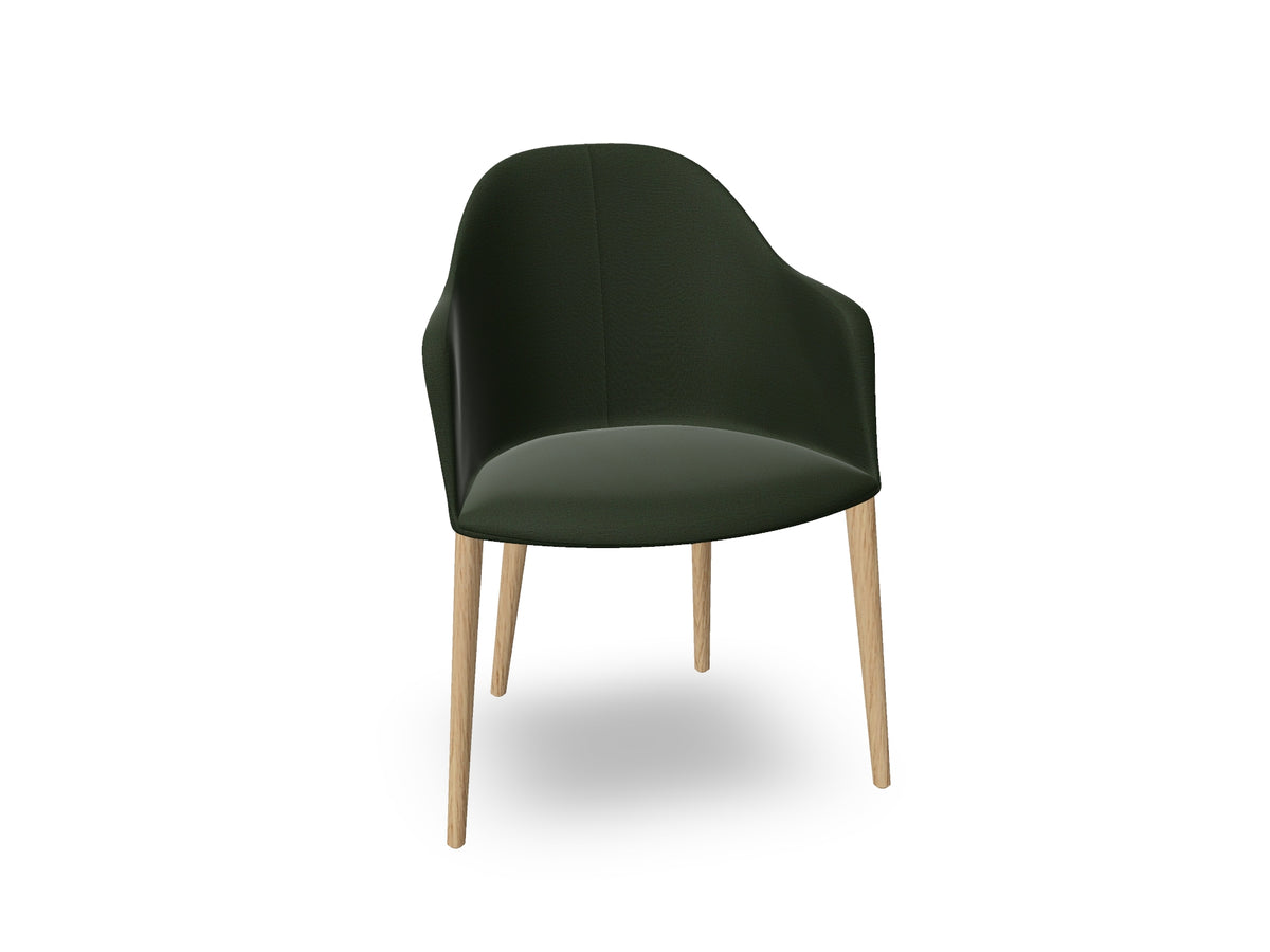 Cila Fully Upholstered Armchair with Timber Oak Four-leg Base