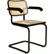 Cesca Cane Chair Side/Dining Knoll Arm Chair Ebonized Beech Black