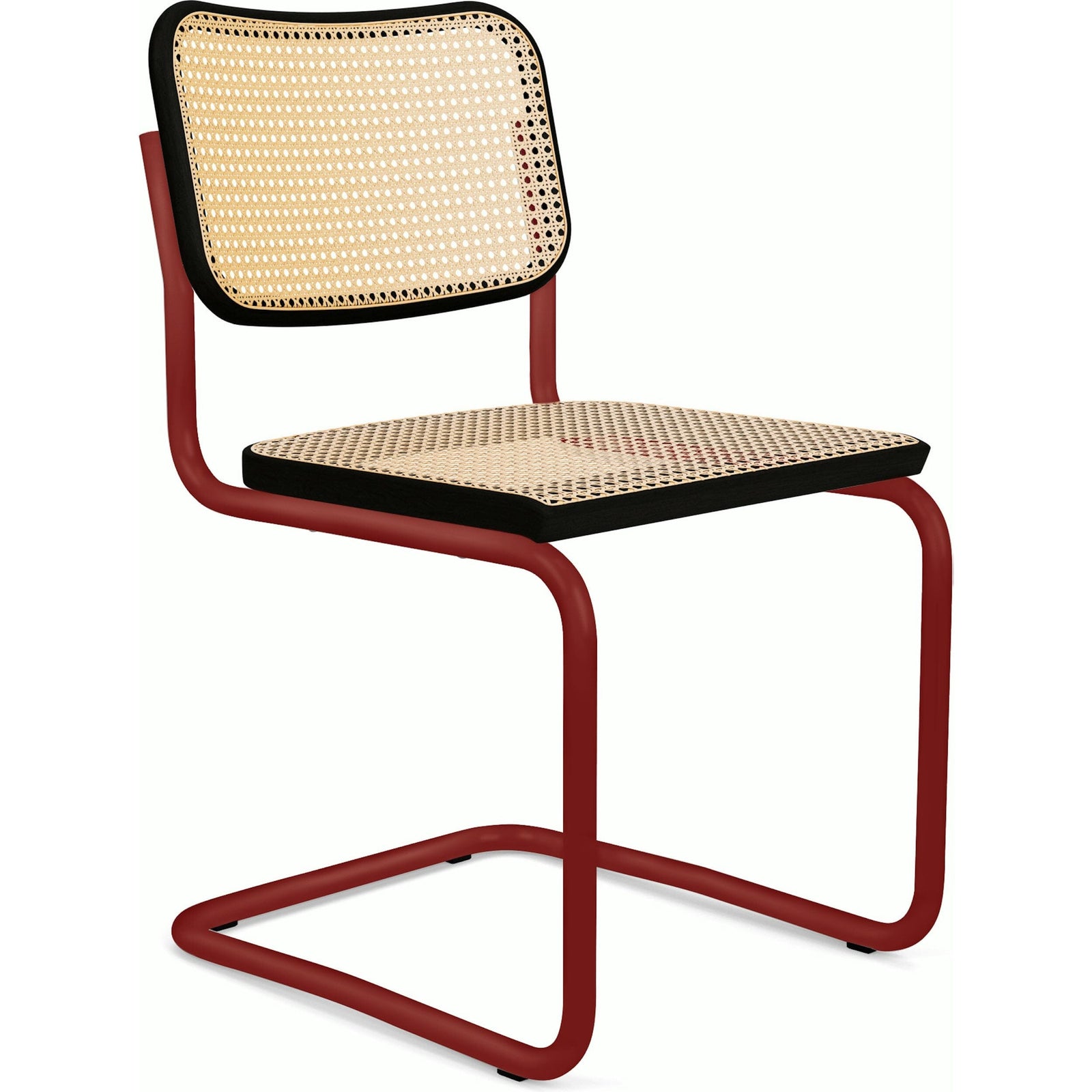 Cesca Cane Chair Side/Dining Knoll Armless Ebonized Beech Red