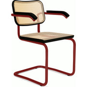 Cesca Cane Chair Side/Dining Knoll Arm Chair Ebonized Beech Red