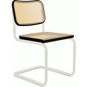 Cesca Cane Chair Side/Dining Knoll Armless Ebonized Beech White