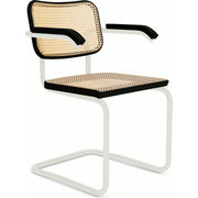 Cesca Cane Chair Side/Dining Knoll Arm Chair Ebonized Beech White