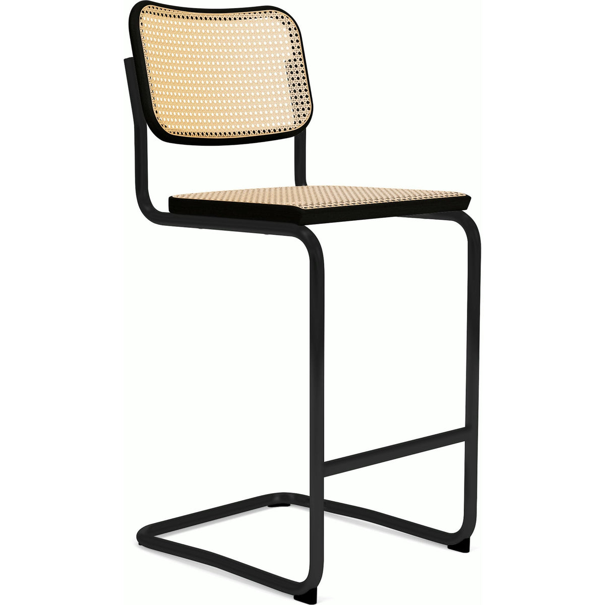 Cesca Stool–Cane Seat &amp; Back Stools Knoll Bar Height Ebonized Beech Black