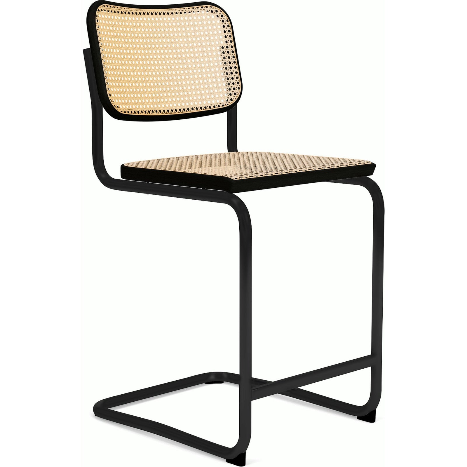 Cesca Stool–Cane Seat & Back Stools Knoll Counter Height Ebonized Beech Black