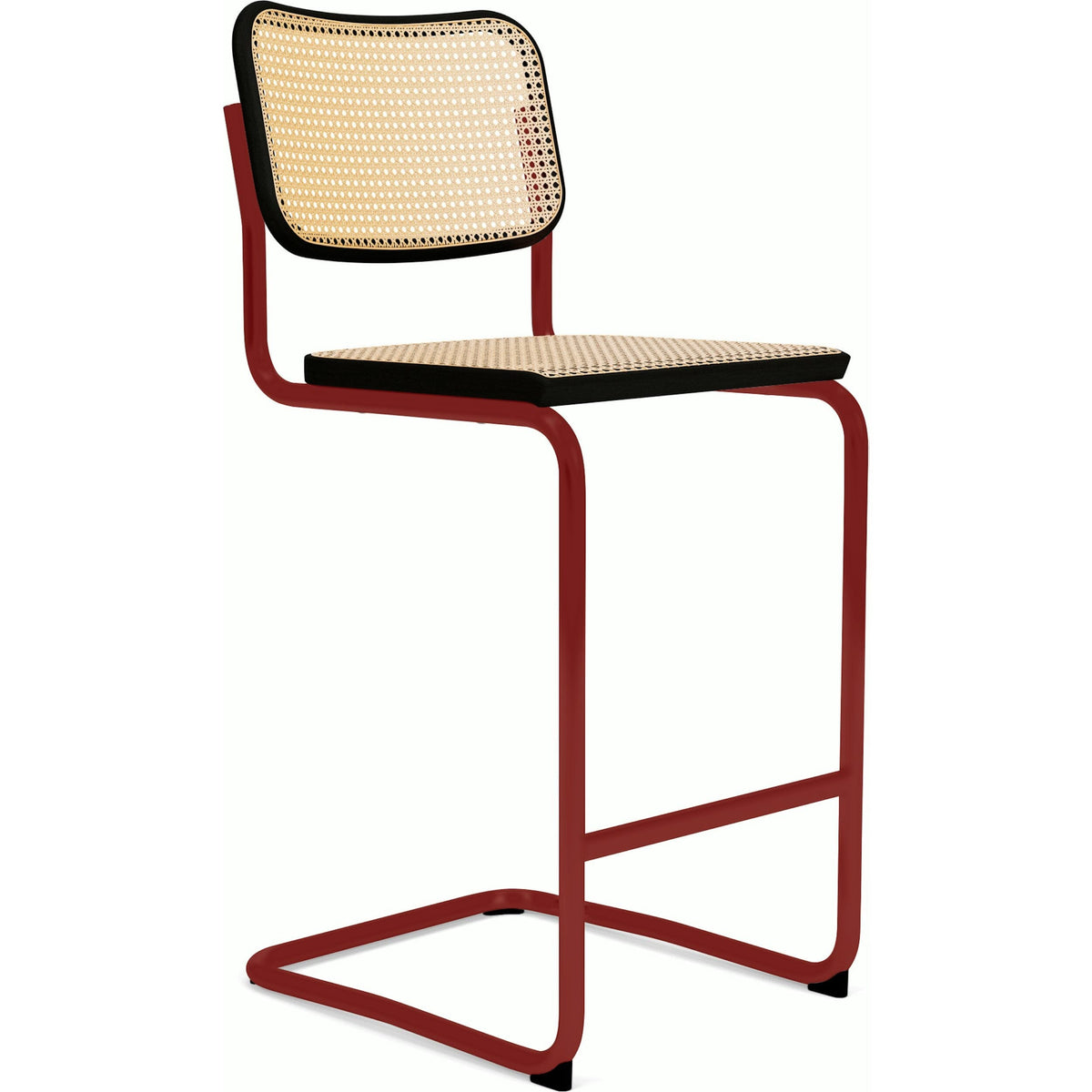 Cesca Stool–Cane Seat &amp; Back Stools Knoll Bar Height Ebonized Beech Red