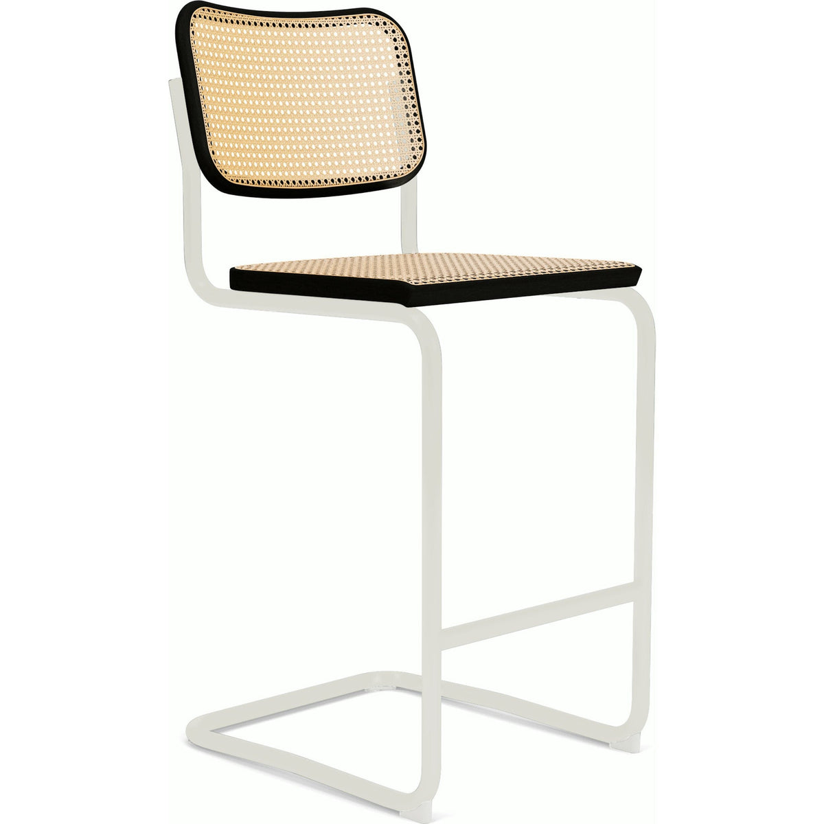 Cesca Stool–Cane Seat &amp; Back Stools Knoll Bar Height Ebonized Beech White