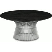 Platner Nickel 36" Coffee Table Coffee Tables Knoll Veneer Ebonized Walnut Top 
