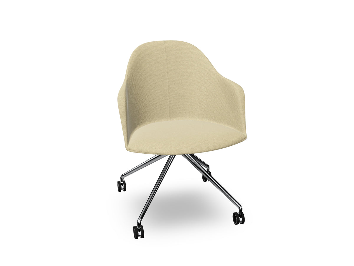 Cila fully upholstered Armchair With Fixed Trestle Base