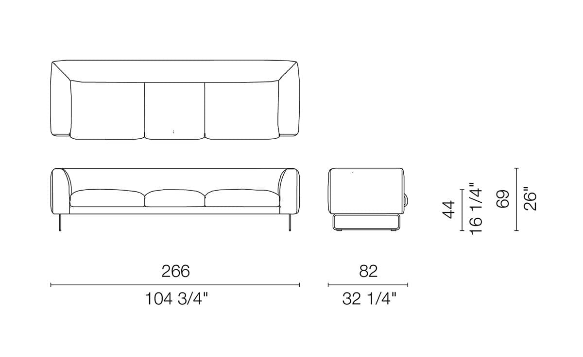 Elan 104 Inch Three Seat Sofa Sofa Cappellini 