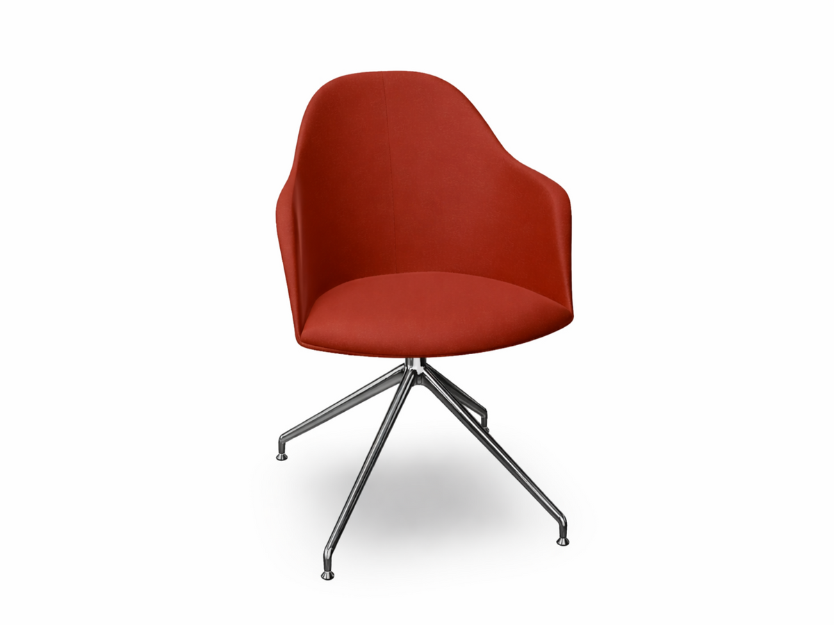 Cila Fully Upholstered Armchair With Swivel Trestle Base
