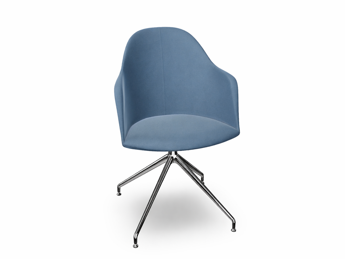 Cila Fully Upholstered Armchair With Swivel Trestle Base
