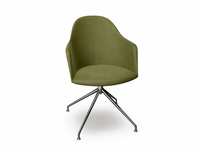 Cila Fully Upholstered Armchair With Swivel Trestle Base