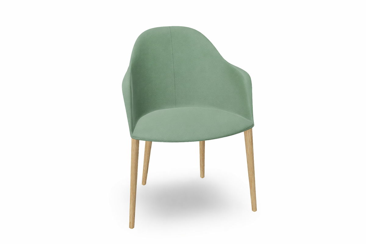 Cila Fully Upholstered Armchair with Timber Oak Four-leg Base